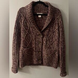 Ruff Hewn Textured Knit Cardigan in Marled Brown